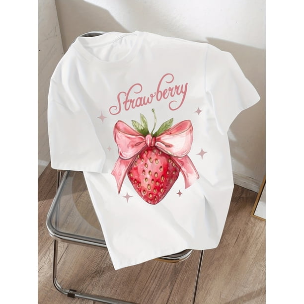 Girls' Stylish And Simple Cherry Print Comfortable T-Shirt
