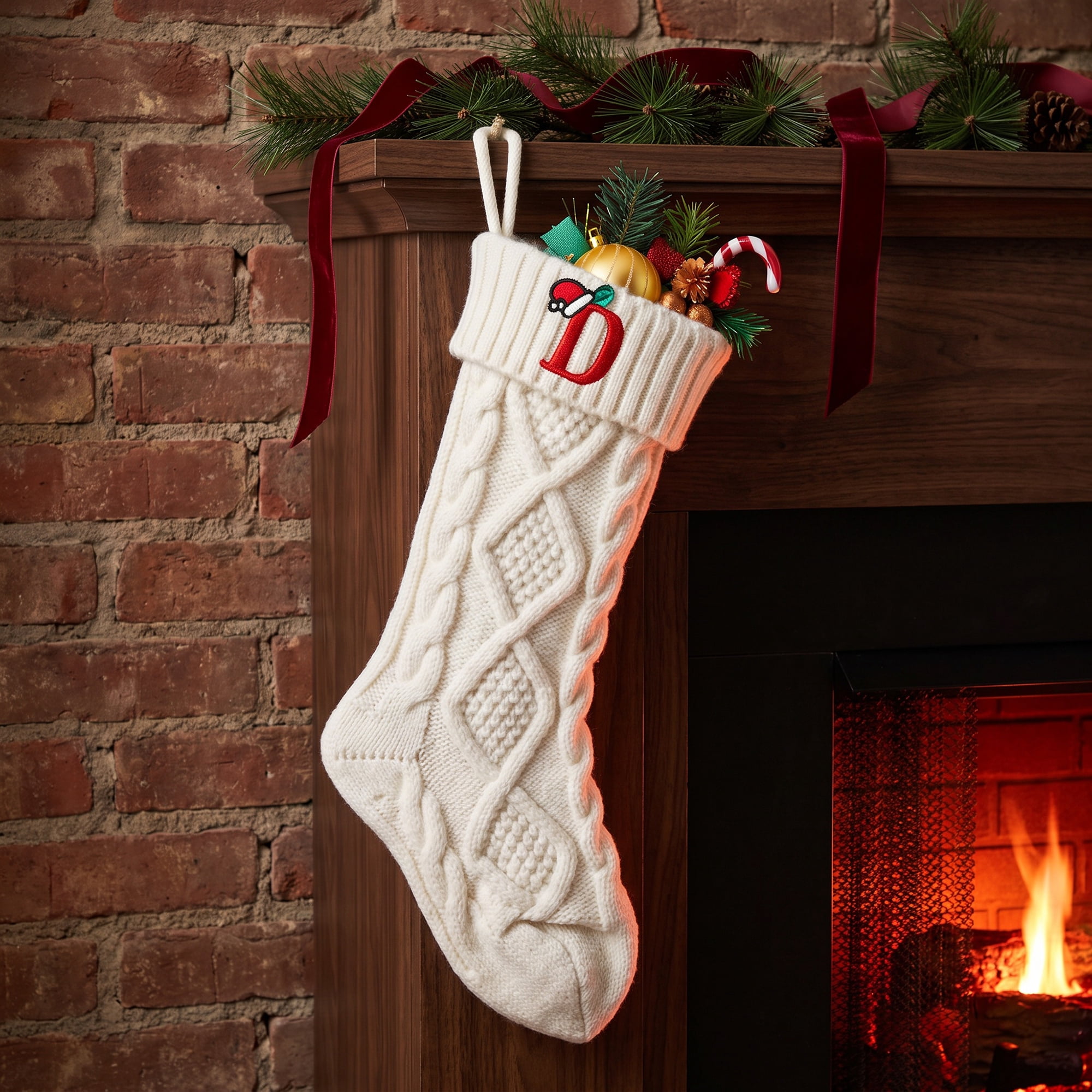 Unique Bargains Canine Bone Christmas Stocking Luxury Puppy Holiday Keepsake Sack Letter D 17"