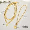 thumbnail image 2 of 3pcs/ Set Vintage Golden Coin Pendant Necklace Stackable Cuban Chain Necklace Women's Jewelry, 2 of 4