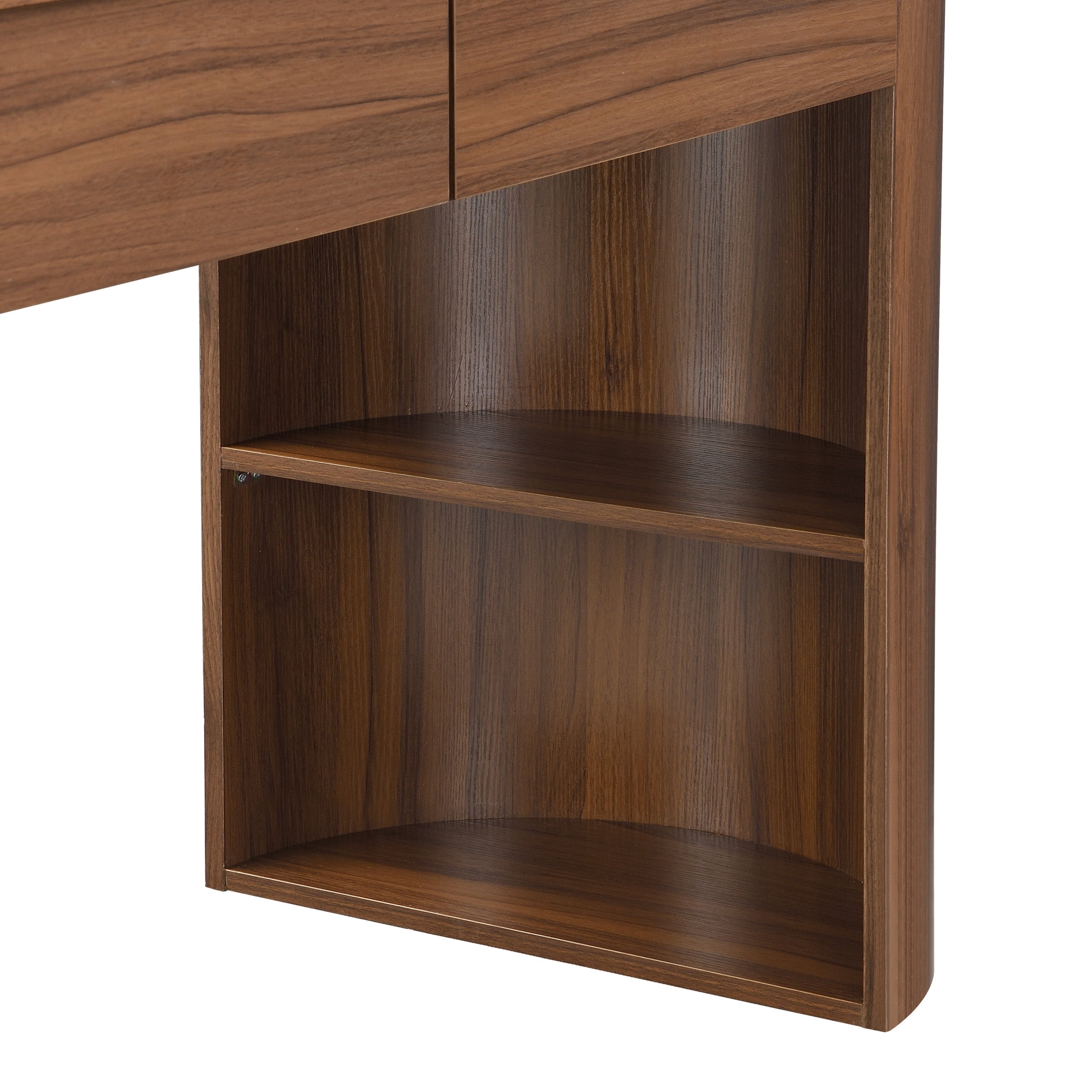 Christopher Knight Home 60.3" Modern Storage Writing Desk, MDF Office Table with Drawers and Open Shelf, Dark Walnut