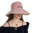 thumbnail image 1 of Wide Brim  Dome Drawstring Fisherman Hat Women Letter Tree Print Double Sides Sun Hat, 1 of 10