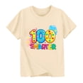 thumbnail image 3 of ATOGUTA Girls Short Sleeve Shirts Short Sleeve T Shirts Casual Crewneck Fashion Tees Kids Summer Tops Beige, Size 2T-14, 3 of 5