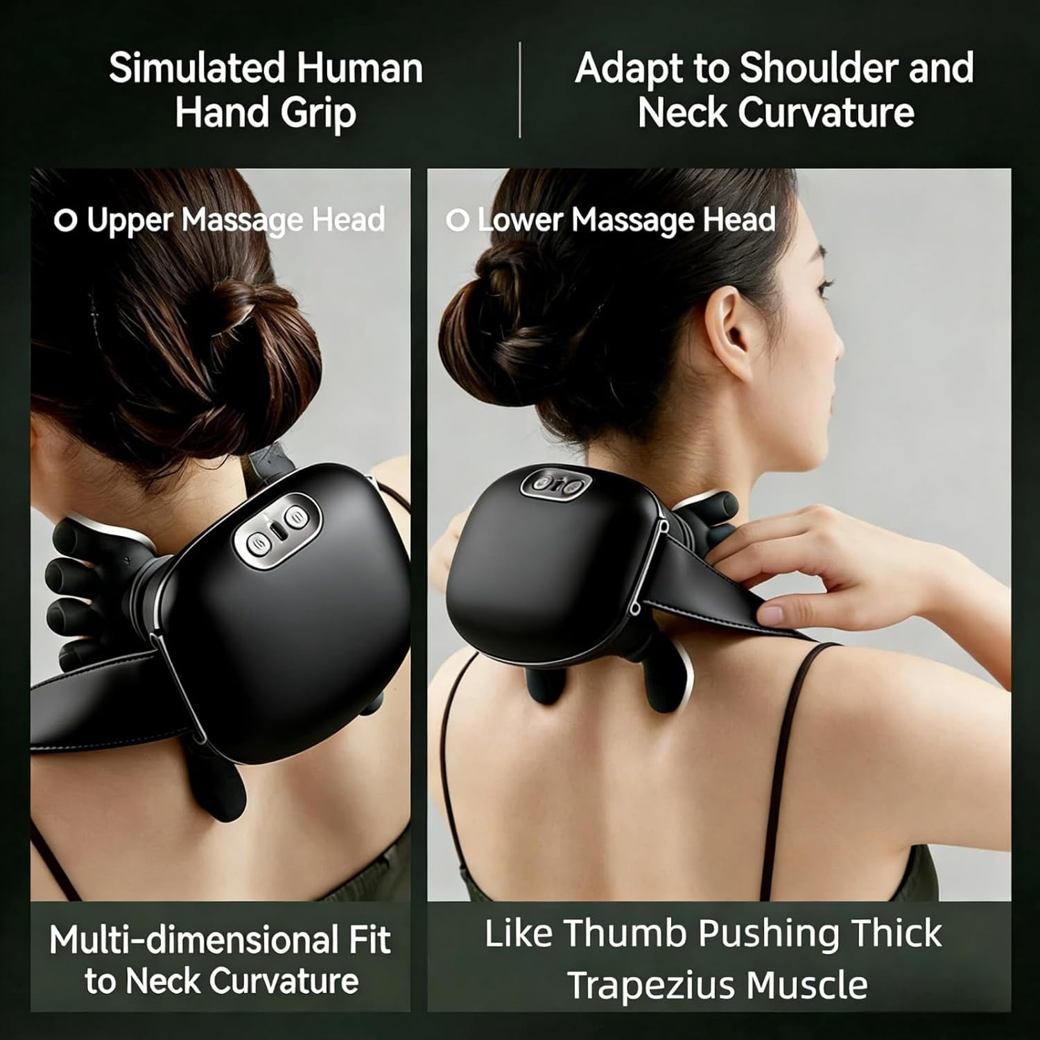 Cordless Shiatsu Neck and Shoulder Massager with Heat, Deep Tissue Kneading Back Massager for Pain Relief