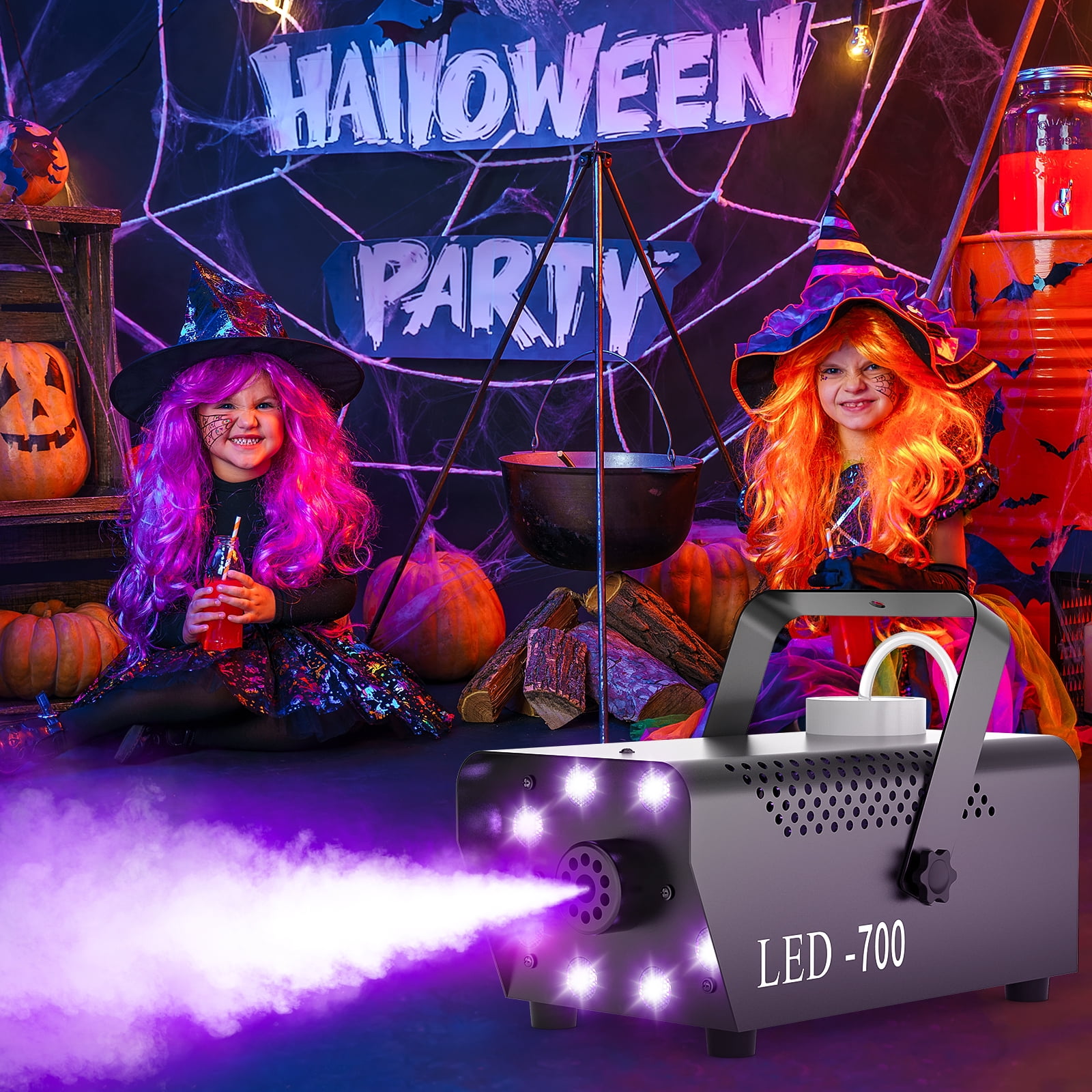700W Fog Machine with 15 Colorful LED Lights Effect, 3000CFM, Remote Control - for Weddings, Halloween, Parties & Stage Shows