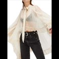 thumbnail image 1 of Blusa de Transparente con Volantes y Mangas Largas Acampanadas para Mujer, con Dobladillo Alto y Bajo, Sexy y Holgada L, 1 of 7