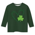 thumbnail image 4 of GPOECD T-Shirt de Jour pour Filles Graphique à la Mode Polyvalent Col Rond Manches 3/4 Décontracté Confortable Hauts pour Filles Vert Foncé,110, 4 of 4