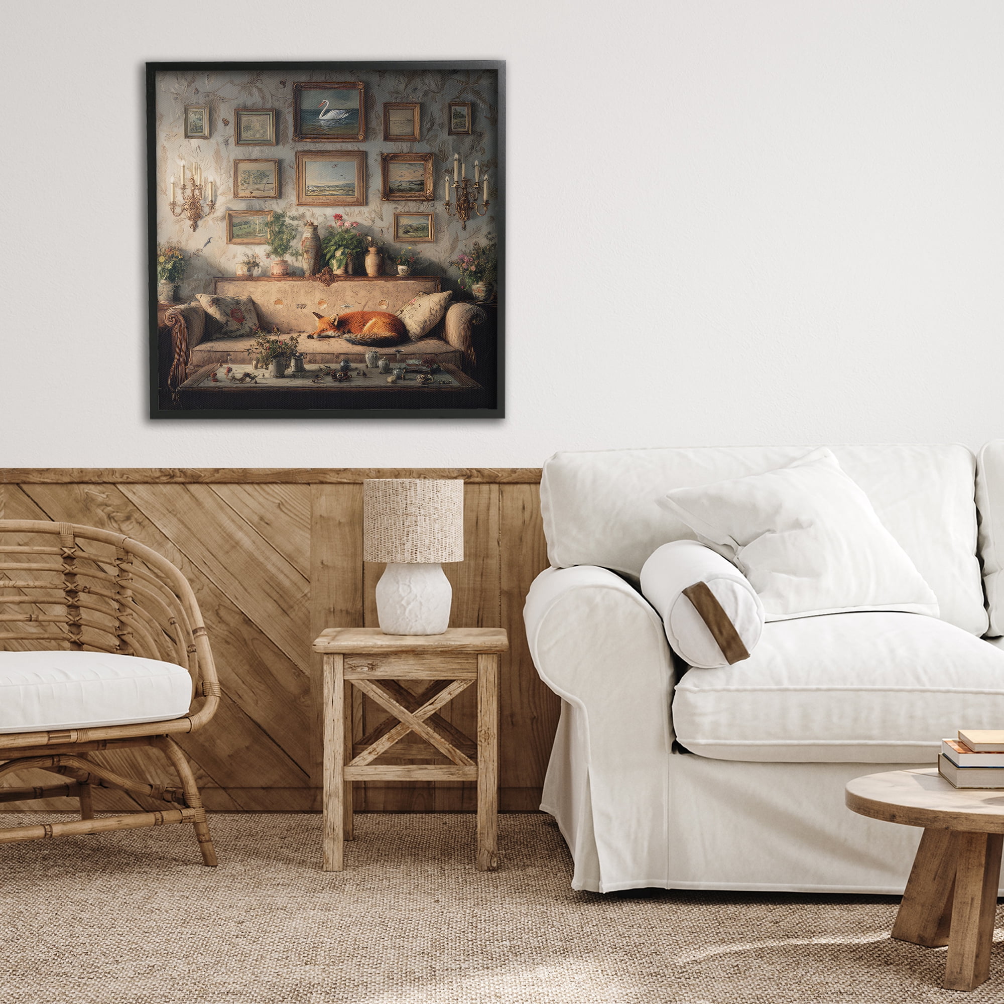 Stupell Industries Vintage Parlor with Fox Black Framed Giclee Art, design by The Wands Want