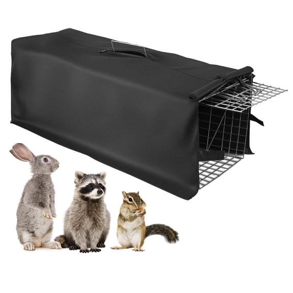 31×12×11" Heavy-Duty Folding Animal Trap | Humane Cage with Waterproof Cover