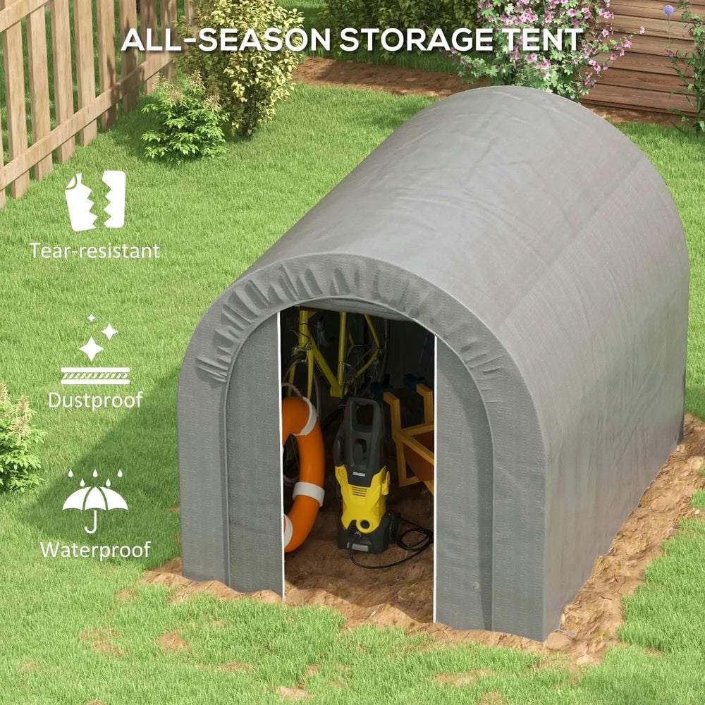 Resenkos Galvanized Metal 6' x 8' Outdoor Storage Tent, Heavy Duty and Waterproof Portable Shed