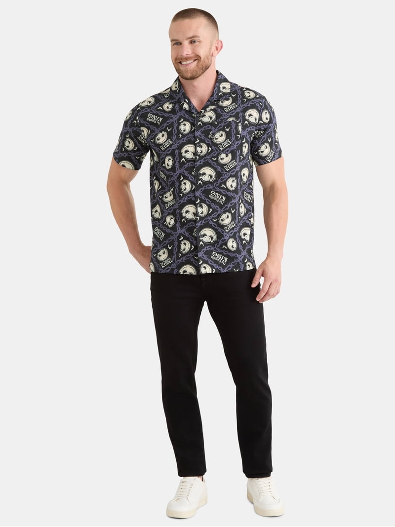 Nightmare Before Christmas Men's and Big Men's Print Button-Up Cotton Shirt with Short Sleeves, Sizes XS-3XL - Walmart.com Nightmare Before Christmas Men's and Big Men's Print Button-Up Cotton Shirt with Short Sleeves, Sizes XS-3XL - Walmart.com