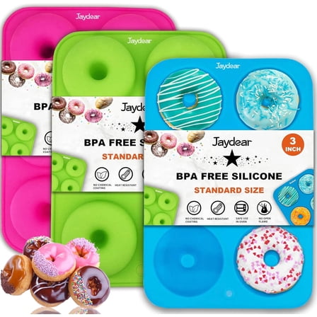 Jaydear 3 Pack Cake molds Donut Pan Silicone Baking Mold