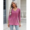 thumbnail image 5 of Zeagoo 3/4 Length Sleeve Womens Work Tops V Neck Tee Fashion Winter Outfits, 5 of 6