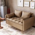 thumbnail image 1 of SAINSPEED Sofa Couch Faux Leather Loveseat Sofas with Hand Stitched Comfortable Cushion, Modern Design with Gold Metal Legs and Lift-Up Storage for Living Room in Light Brown, 1 of 6