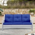 thumbnail image 2 of PARKWELL Outdoor 3 Seats Sofa - Rattan Wicker Patio Couch with Cushions - Steel Frame - Offwhite Wicker, Blue Cushions, 2 of 6