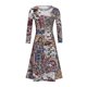 thumbnail image 2 of ICHUANYI Liquidación Vestido largo de manga tres cuartos con cuello en V para mujer Vestido de una línea con estampado floral para mujer ICHUANYI WER202308252516, 2 of 9