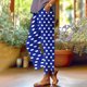 thumbnail image 1 of Pincandy Women's Fashion Printed Linen Blend Elastic Waist Casual Pants with Pockets, Button Decorated Split Hem, Casual & Daily Wear, 1 of 6