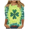 thumbnail image 2 of Mceream St Patty's Day Shirt Women 2026 Casual Plus Size Crew Neck 3/4 Sleeve Irish Clover Tees Funny Saint Patrick's Tunic Tops Graphic Summer Shirts Green XXXL, 2 of 5