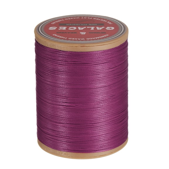 Uxcell Flat Leather Sewing Waxed Thread, 190m / 208 Yards Polyester Wax String, 100D Wax Stitching Cord for Leather Crafts, Fuchsia