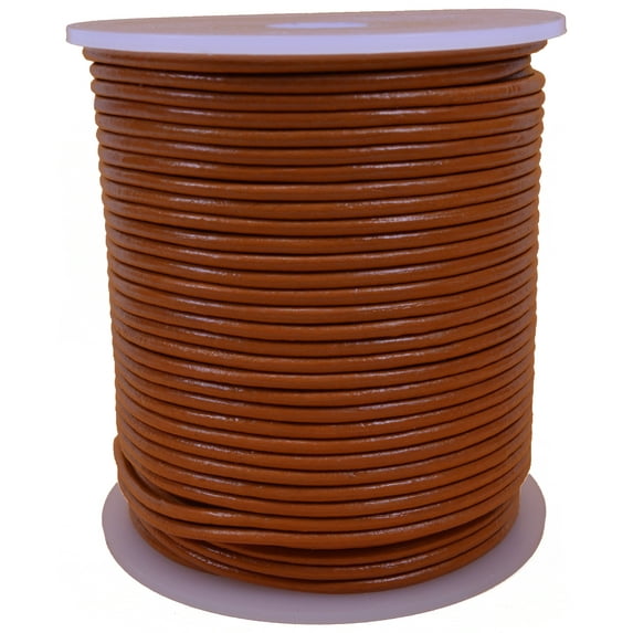 Orange Genuine Leather Round Cord - 2mm X 50m