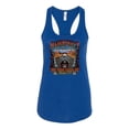 thumbnail image 2 of Wild Bobby, Main Street of America Route 66 Bike Motorcycle Cars and Trucks Ladies Racerback Tank Top, Royal, Large, 2 of 3