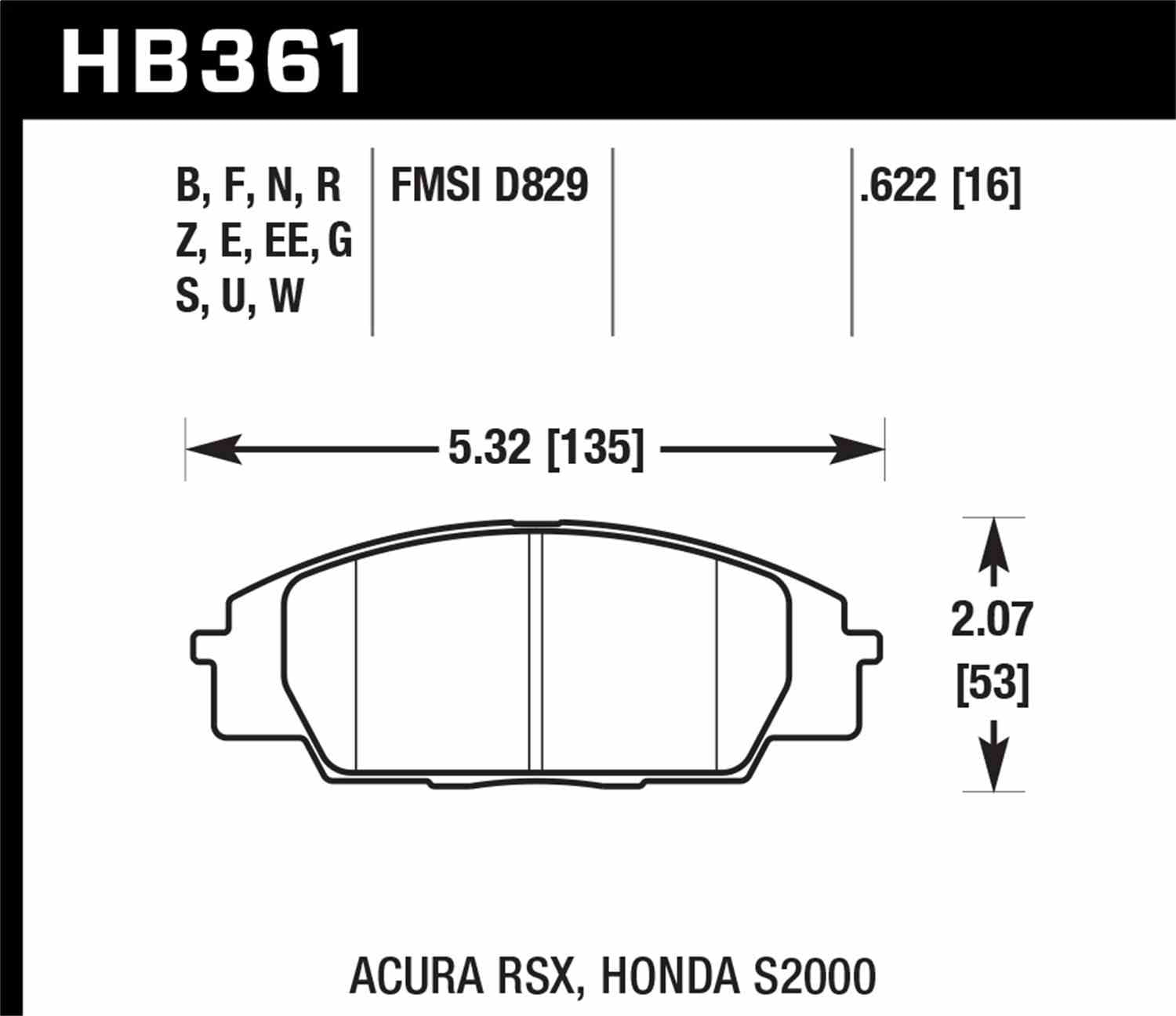Hawk Performance HB361B.622 HPS 5.0 Disc Brake Pad Set