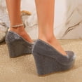 thumbnail image 4 of YTCAMLO Shiny Womens Platform Wedge Pumps Casual Slip on Close Round Toe Dress Shoes Bridal Wedges Heels for Club Date Night, 4 of 8