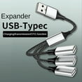 thumbnail image 2 of USB To USB 2.0 Triple USB Port HUB OTG Adapter Cable Hab Data Charging Convertor USB Extension Splitter, USB a To 4 USB, 2 of 2