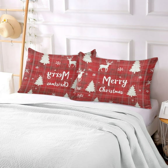 Pillow Case Plush Pillow Reindeer Christmas Tree and Snowflake Case standard size/King size/Queen size Bed Pillow Pillowcases