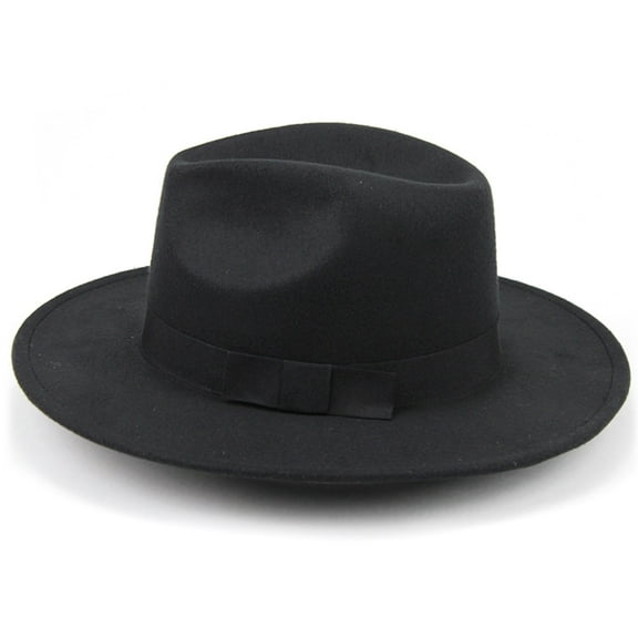 PAMINGONO Mens Black Fedora Classic Wool Breathable 1Pack for Godfather Events
