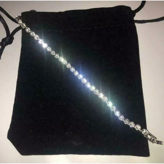 10 TCW Round Cut Simulated Diamond Women's Bracelet 14K White Gold Plated 7.5"