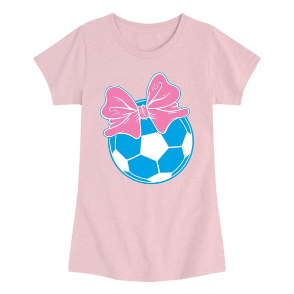Instant Message - Soccer Ball, Bow - Youth Girls Fitted Short Sleeve T-Shirt