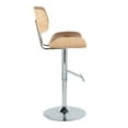 thumbnail image 2 of Lombardi Contemporary Adjustable Barstool with Swivel in Chrome Metal, Natural Wood and Camel Faux Leather with Straight T Footrest by LumiSource - Set of 2, 2 of 4