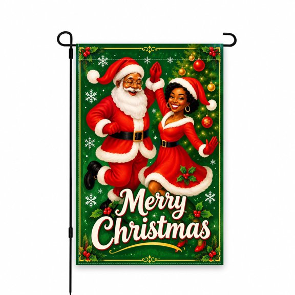 Christmas Garden Flag 12x18 Inch – Festive Santa and Holiday Decor for Yard, Lawn, Patio, or Porch – Merry Christmas Design in Red and Green Colors