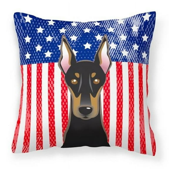 American Flag & Doberman Fabric Decorative Pillow, 14 x 3 x 14 in.