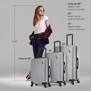 DUKAP Discovery 3-Piece Hardside Luggage Sets with Spinner Wheels, Handle and Trolley, (20/24/28), Silver