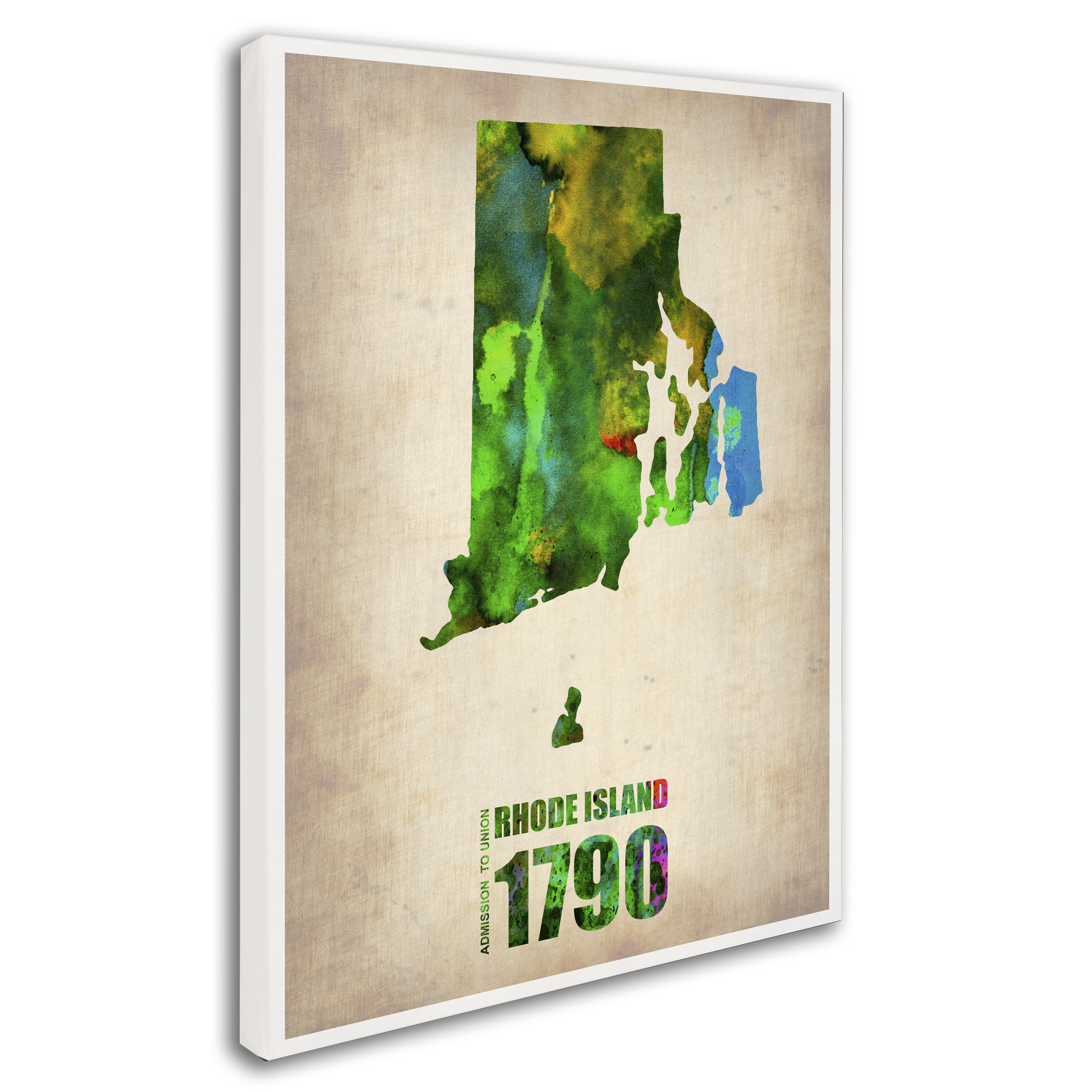 Trademark Fine Art 'Rhode Island Watercolor Map' 35" x 47" Canvas Art (ALI0164-C3547GG)
