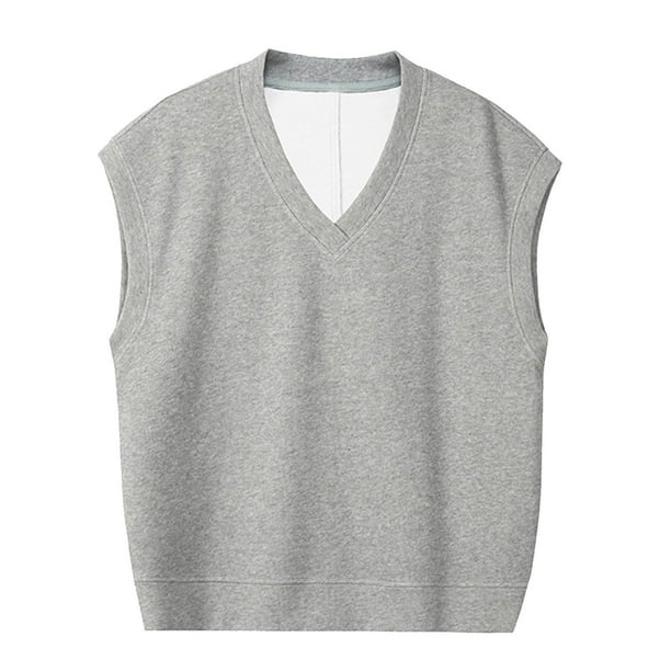 pstuiky Camisetas sin mangas para hombre, Camisola de color liso para hombre, fácil de combinar, con cuello sin mangas Chaleco de hombre m