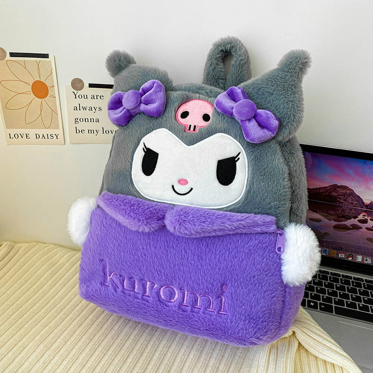 Kawaii Fuzzy Kuromi Backpack Daypack, Cute Y2K Fluffy  display picture 2
