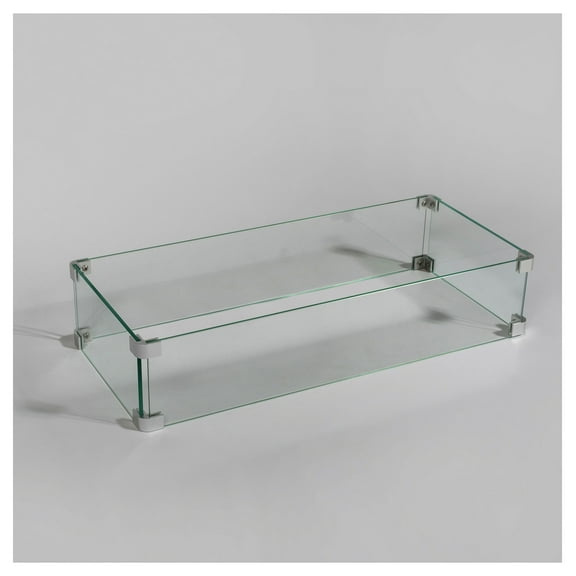 Glass Wind Guard for Fire Pit Table, GL5101 Windshield, 21.1 x 9.3 x 5.5 Inch Tempered Glass Screen, Patio Heater Shield, Outdoor Fireplace Wind Protector