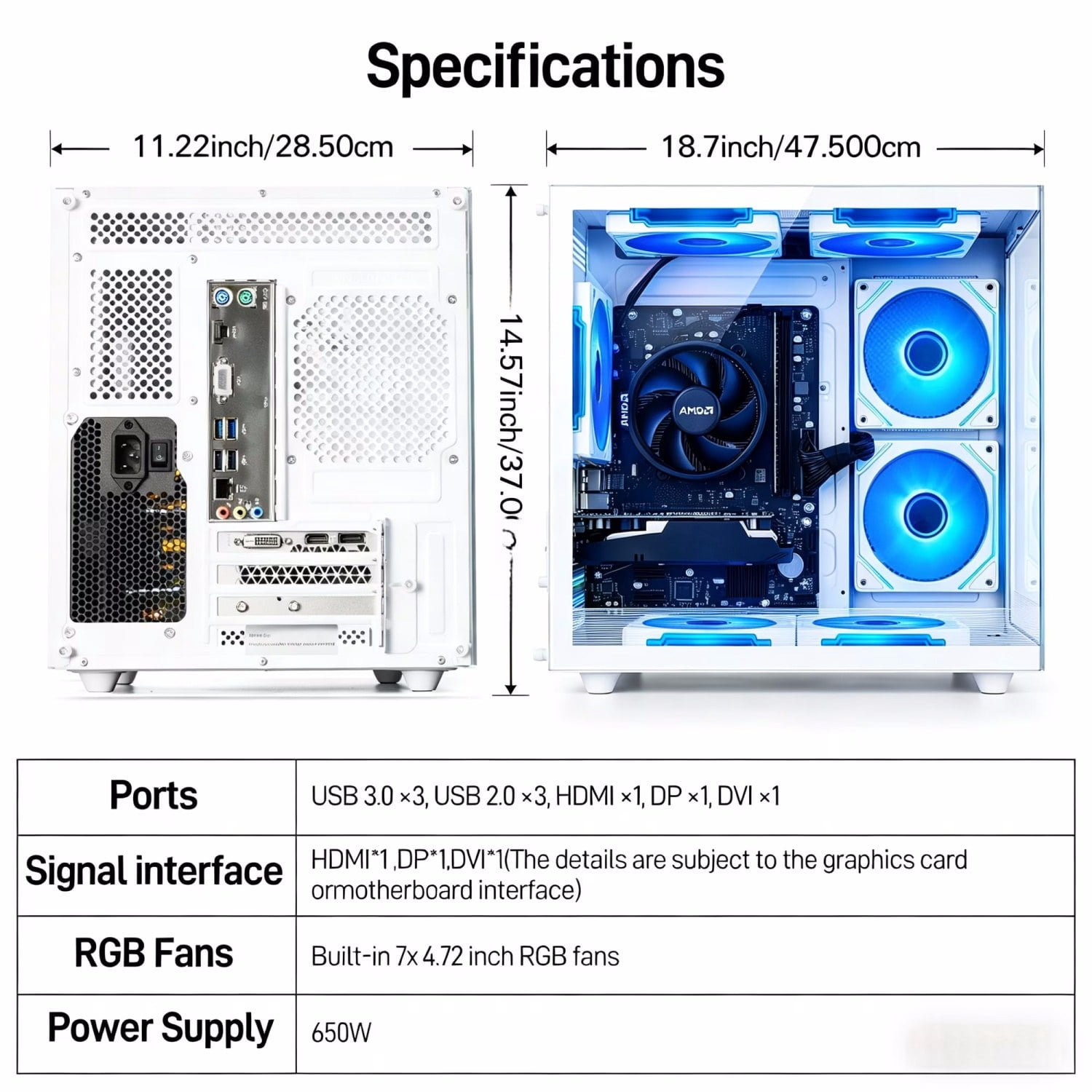 Zhicgcp Gaming Desktop Pc, AMD Ryzen 5 3500X,Radeon RX 560, 512GB SSD, 16GB Ram, Windows 11 Home