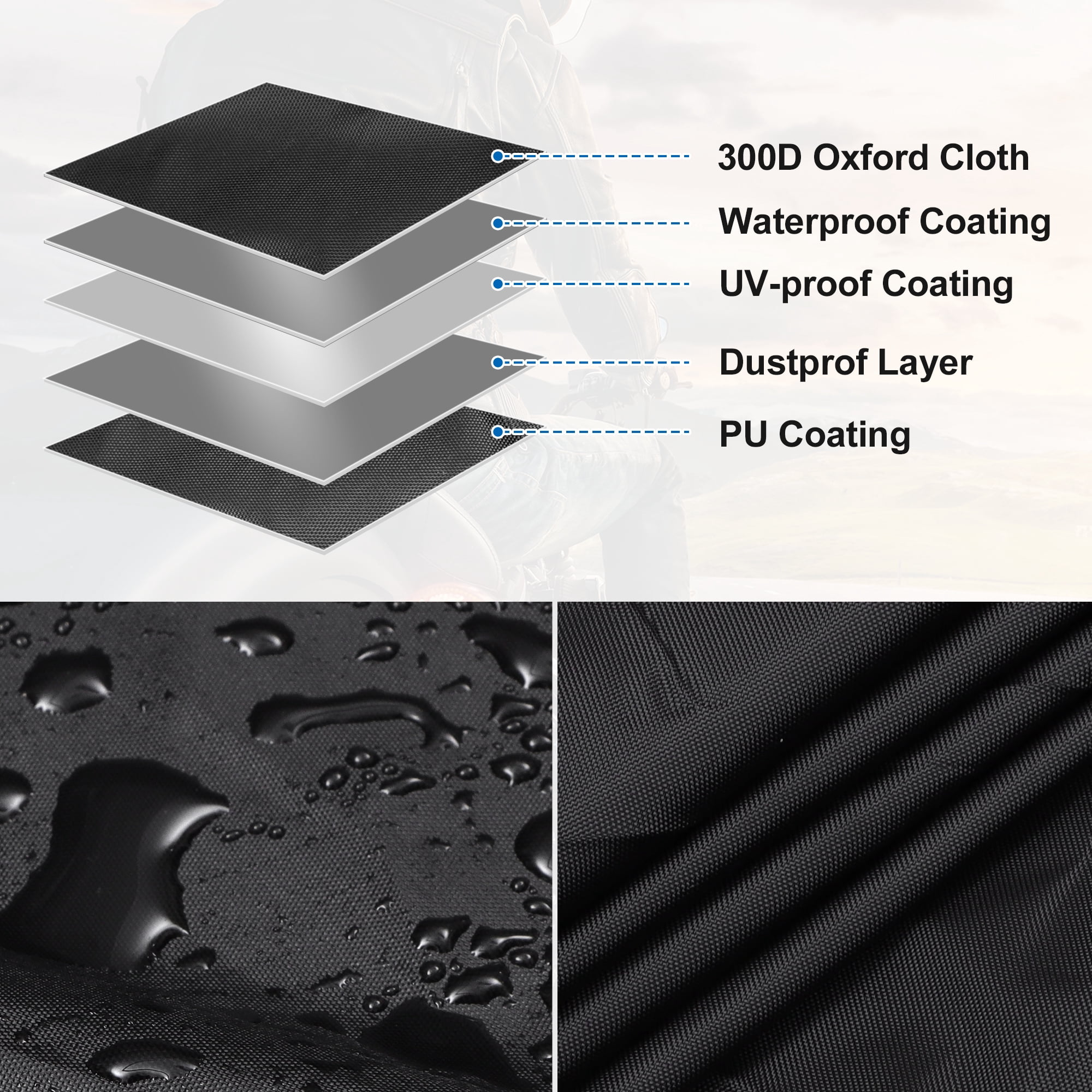 96.46" Length Motorcycle Cover Motorbike Cover Universal Waterproof Outdoor Rain Dust Sun Protection