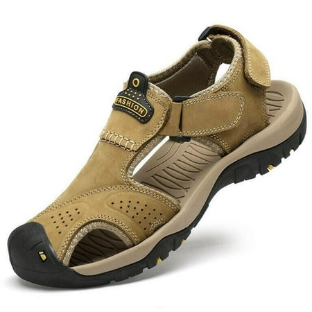 

ICQOVD Outdoor Men S Leather Non-Slip Anti-Kick And Anti-Collision Beach Sandals