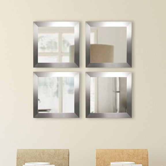 Rayne Mirrors Rayne Silver Wide Square Wall Mirror Set