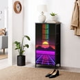 thumbnail image 6 of Vaporwave Dresser for Bedroom with 4 Storage Drawers Vibrant Retro Neon Sunset Colorful Rainbow Grid Landscape Dressers Chest of Drawers Steel Framed Fabric Closet Organizers for Dorm Entryway, 6 of 8