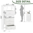thumbnail image 3 of Eunos White Tall Nightstand with Charging Station and LED for Bedroom, 5 Drawer with Storage Shelfs, 3 of 8