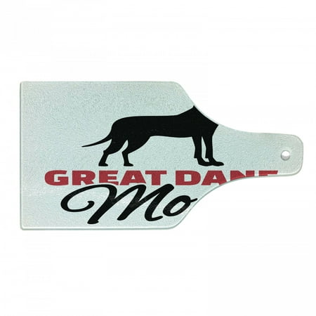 

Dog Lover Cutting Board Dane Mom Lettering with Simplistic Dog Silhouette Decorative Tempered Glass Cutting and Serving Board in 3 Sizes by Ambesonne