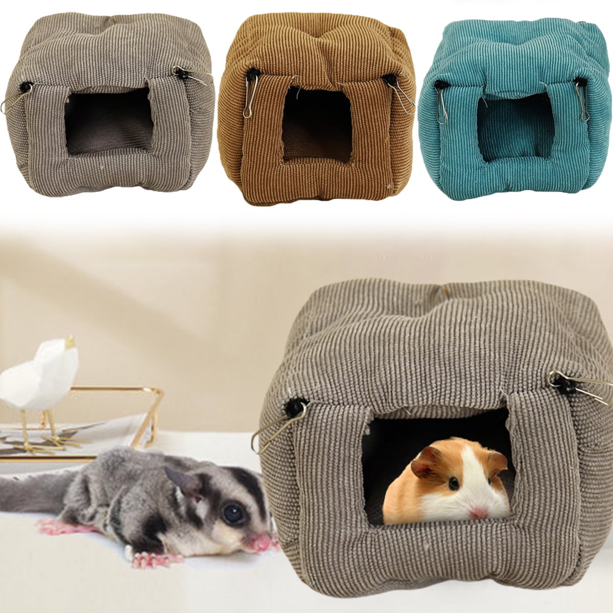 Bunny Hamster Squirrel Soft Warm Plush Bed Small Pet House Cage Nest Hammock 