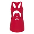 thumbnail image 2 of Wild Bobby, White Parks and Rec Fans Ron Swanson Mustache Face Silhouette, Pop Culture, Women Racerback Tank Top, Red, Large, 2 of 4