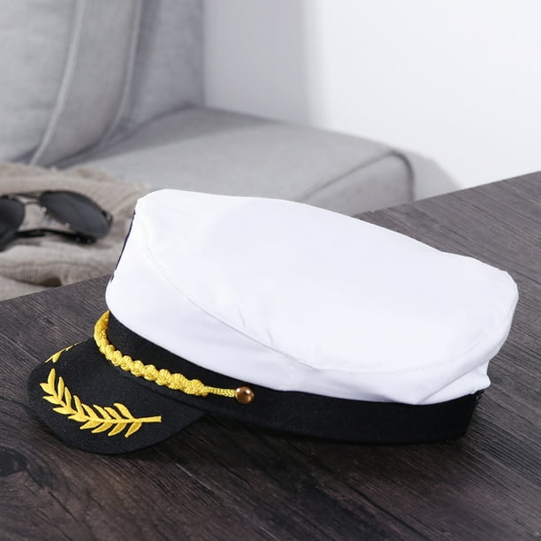 BESTOYARD Adult Yacht Boat Ship Sailor Captain Costume Hat Navy Marine  Admiral (White) 