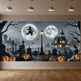 thumbnail image 2 of Halloween Theme Witch Design Spooky Night Graveyard Scene for Party Decoration Indoor Outdoor, 2 of 9